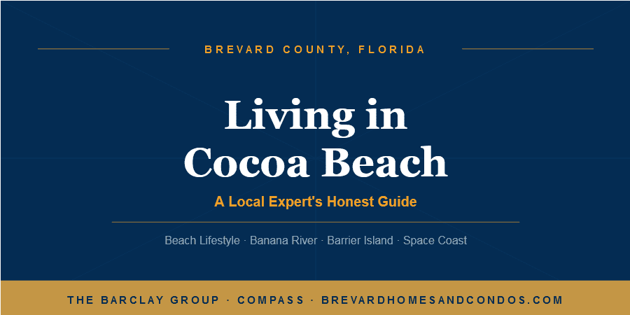 Living in Cocoa Beach Florida - barrier island aerial view of the Atlantic Ocean and Banana River on Florida's Space Coast